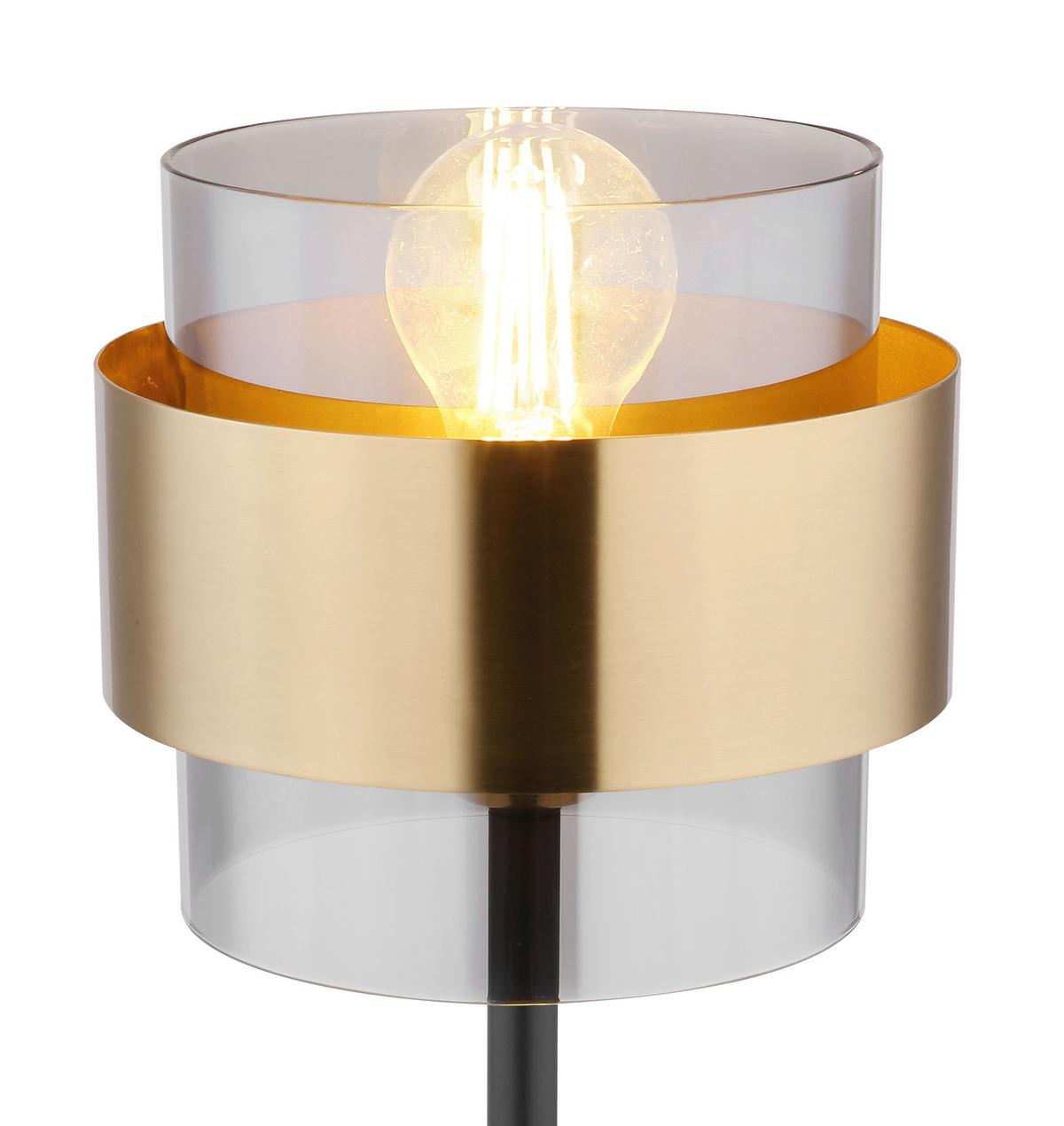 STOLNÁ LAMPA MILLEY - čierna/mosadzná, Modern, kov/sklo (18/47cm) - Globo