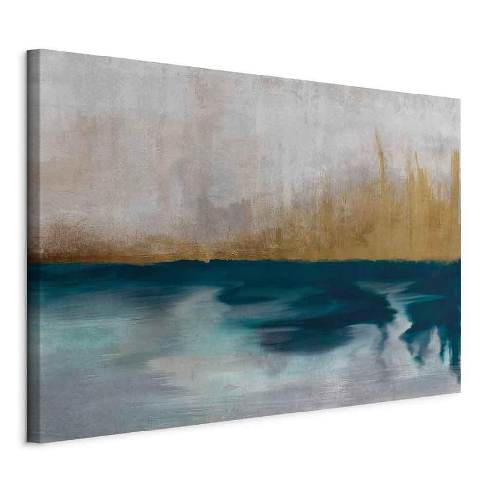 Leinwandbild Grasses Blau Goldfarben B: 120 cm - Blau/Goldfarben, Basics, Holz/Textil (120/80/1,2cm) - artgeist