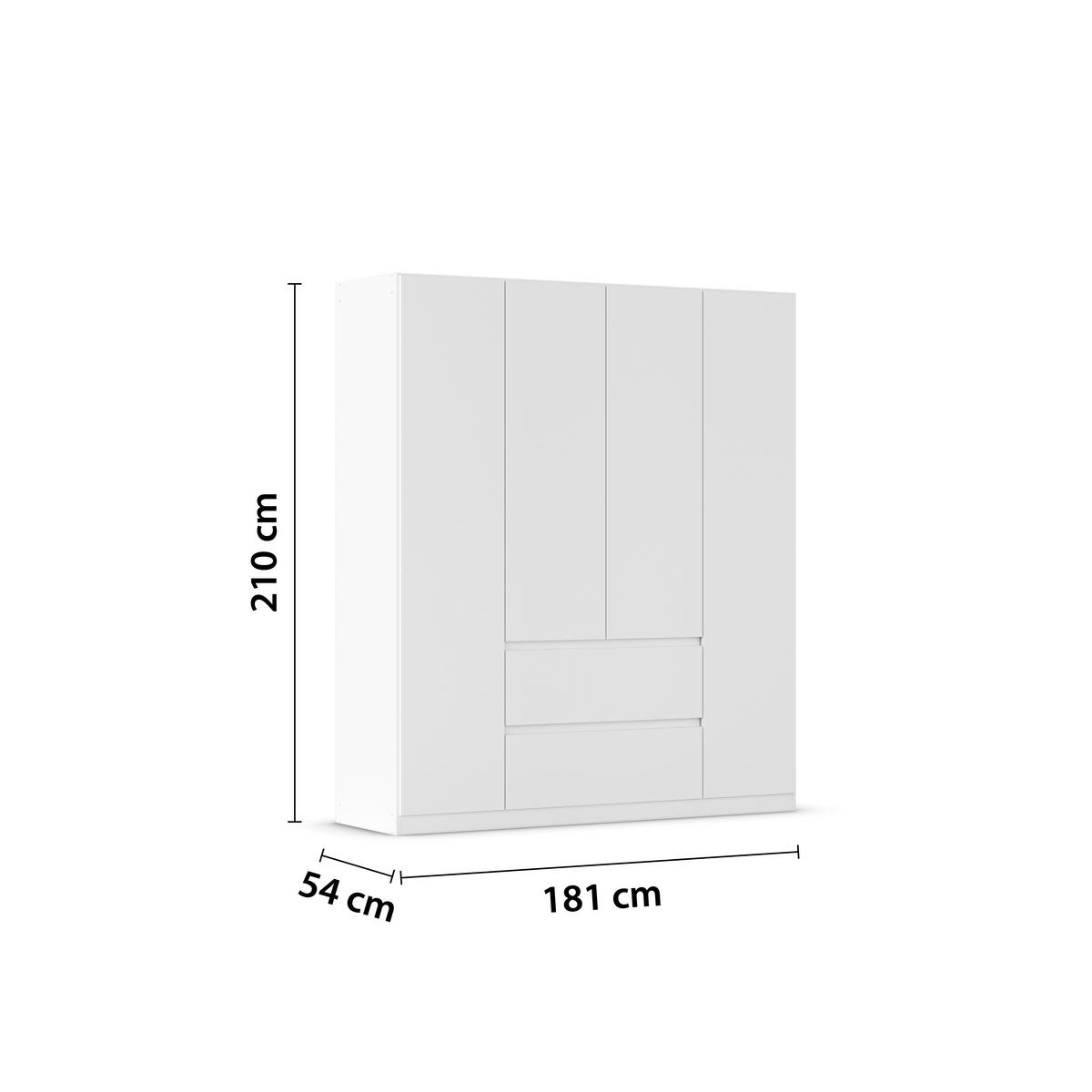 Drehtürenschrank Mainz Weiß B: 181 cm - Weiß, Basics, Holzwerkstoff (181/210/54cm) - Rauch Möbel