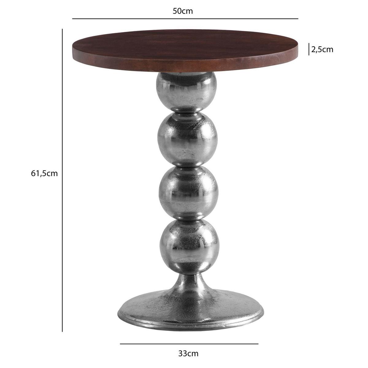 Beistelltisch Braun, Silberfarben L: 50 cm - Silberfarben/Braun, Design, Holz/Metall (50/50/61,5cm) - Livetastic