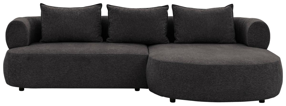 Ecksofa Ferro Schwarz S: 256x156 cm - Schwarz, Design, Textil (256/156cm) - Livetastic