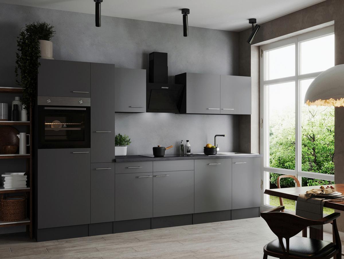 Küchenblock Oliver Grau B: 310 cm - Grau, Design, Holzwerkstoff (310cm) - Respekta