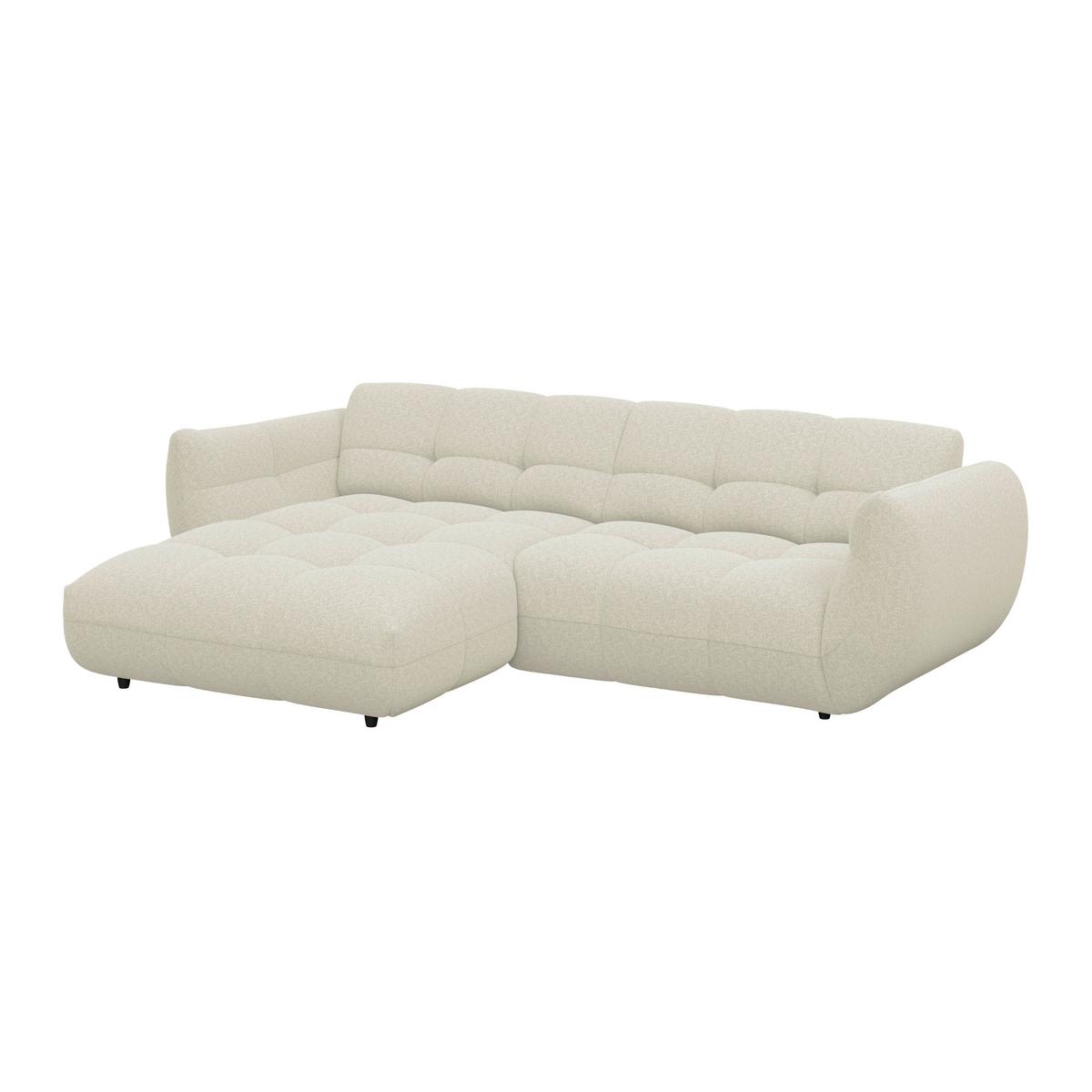 Ecksofa Panda Chenille elfenbein, 178x280cm - Elfenbein/Dunkelgrün, Trend, Textil (178/280cm)