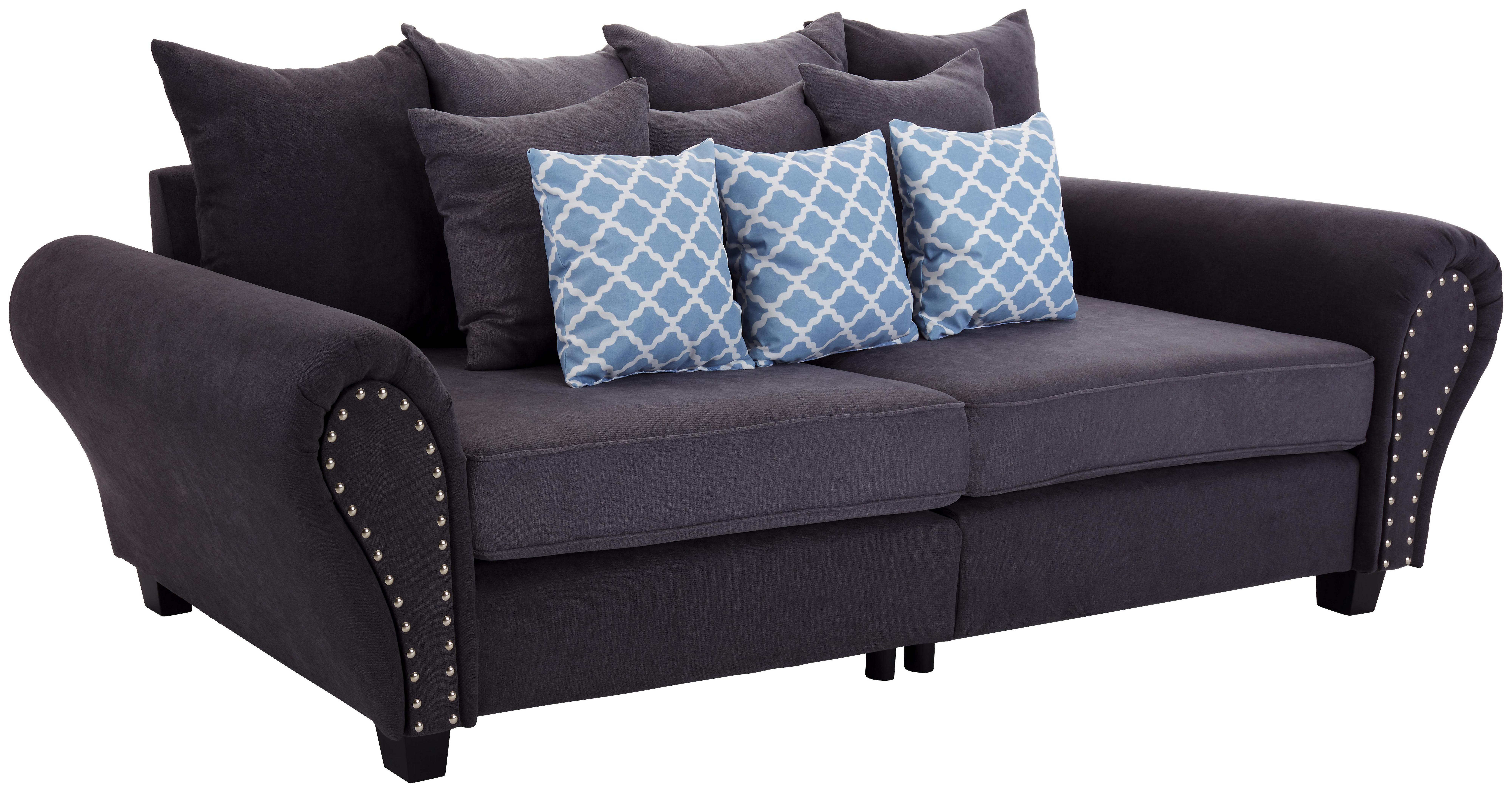 Bigsofa Living B: 265 cm - Blau/Wengefarben, ROMANTIK / LANDHAUS, Holz/Textil (265/82-102/108cm) - James Wood