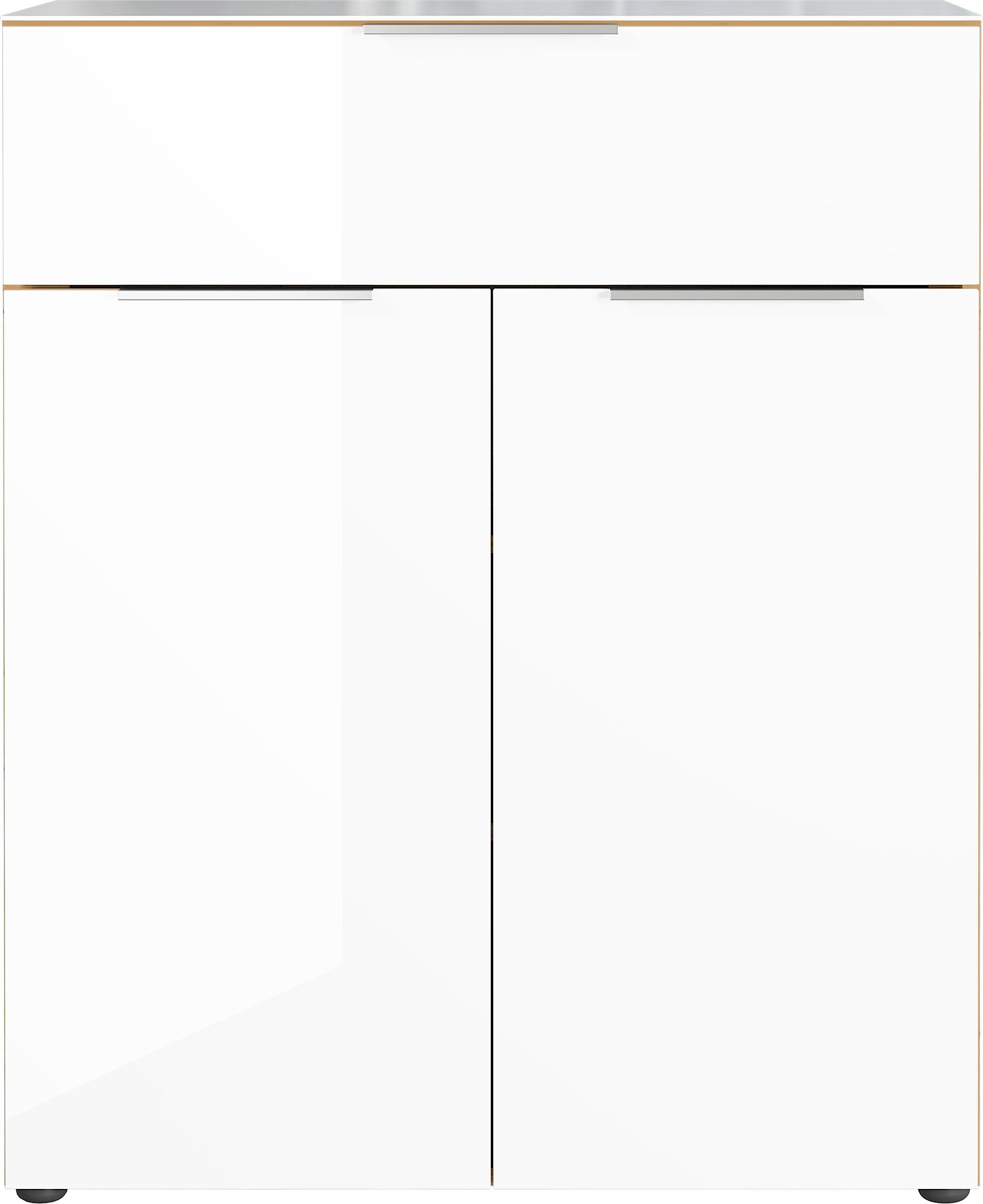 KOMODA OAKLAND - bílá/barvy dubu, Moderní, kov/kompozitní dřevo (83/102/42cm) - Premium Living