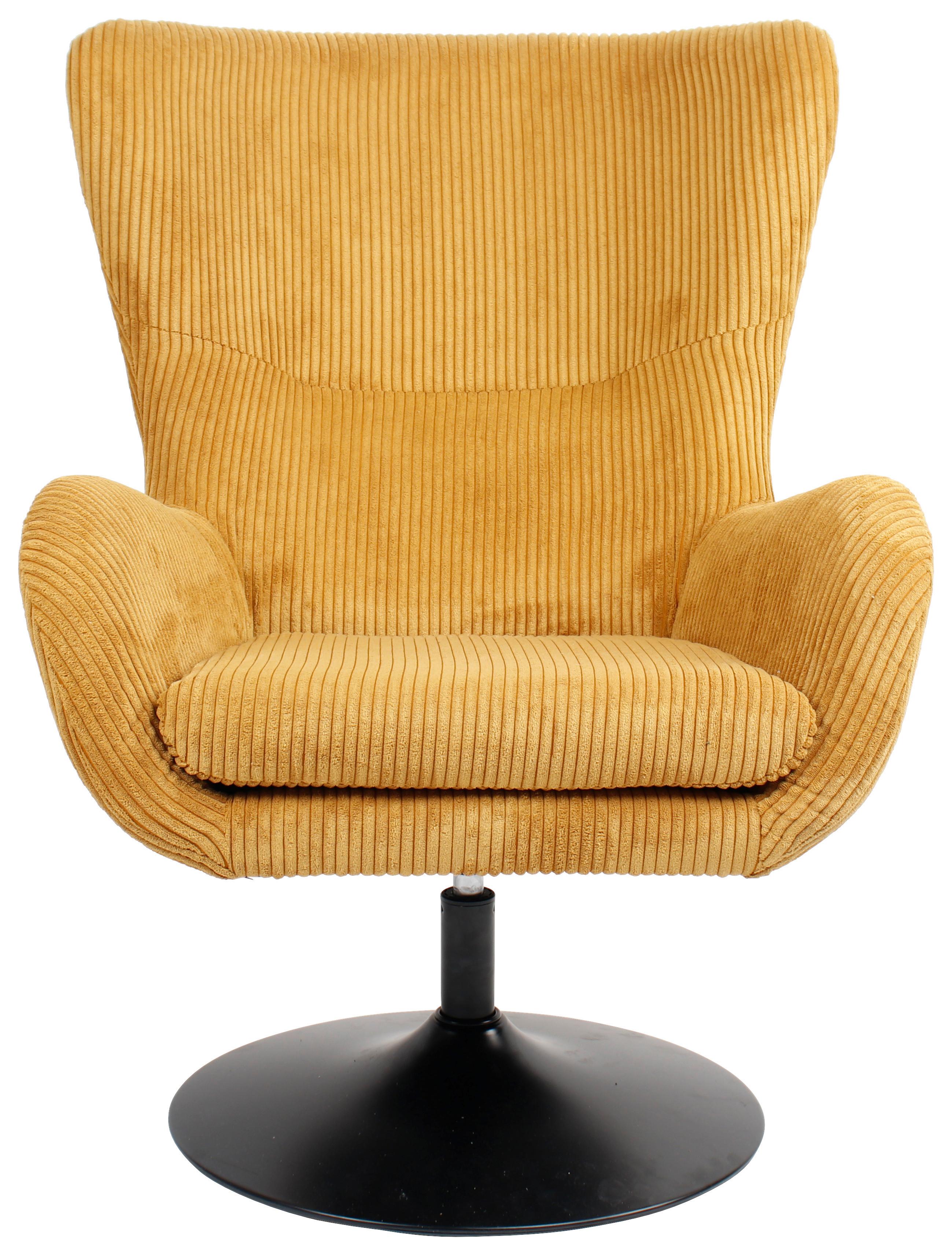 Křeslo Shiba otočné žlutý manšestr - černá/žlutá, Moderní, kov/textil (76/99/87cm) - Mömax