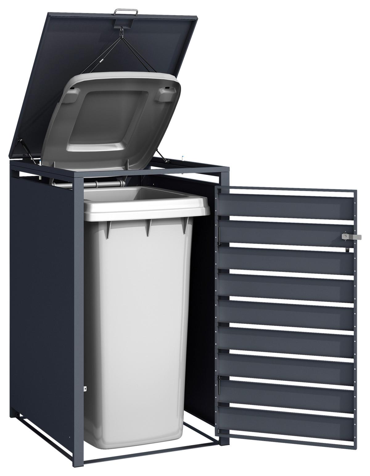 Mülltonnenbox A093.001.00 - Anthrazit/Braun, KONVENTIONELL, Metall (68/116/68cm) - Ambia Garden