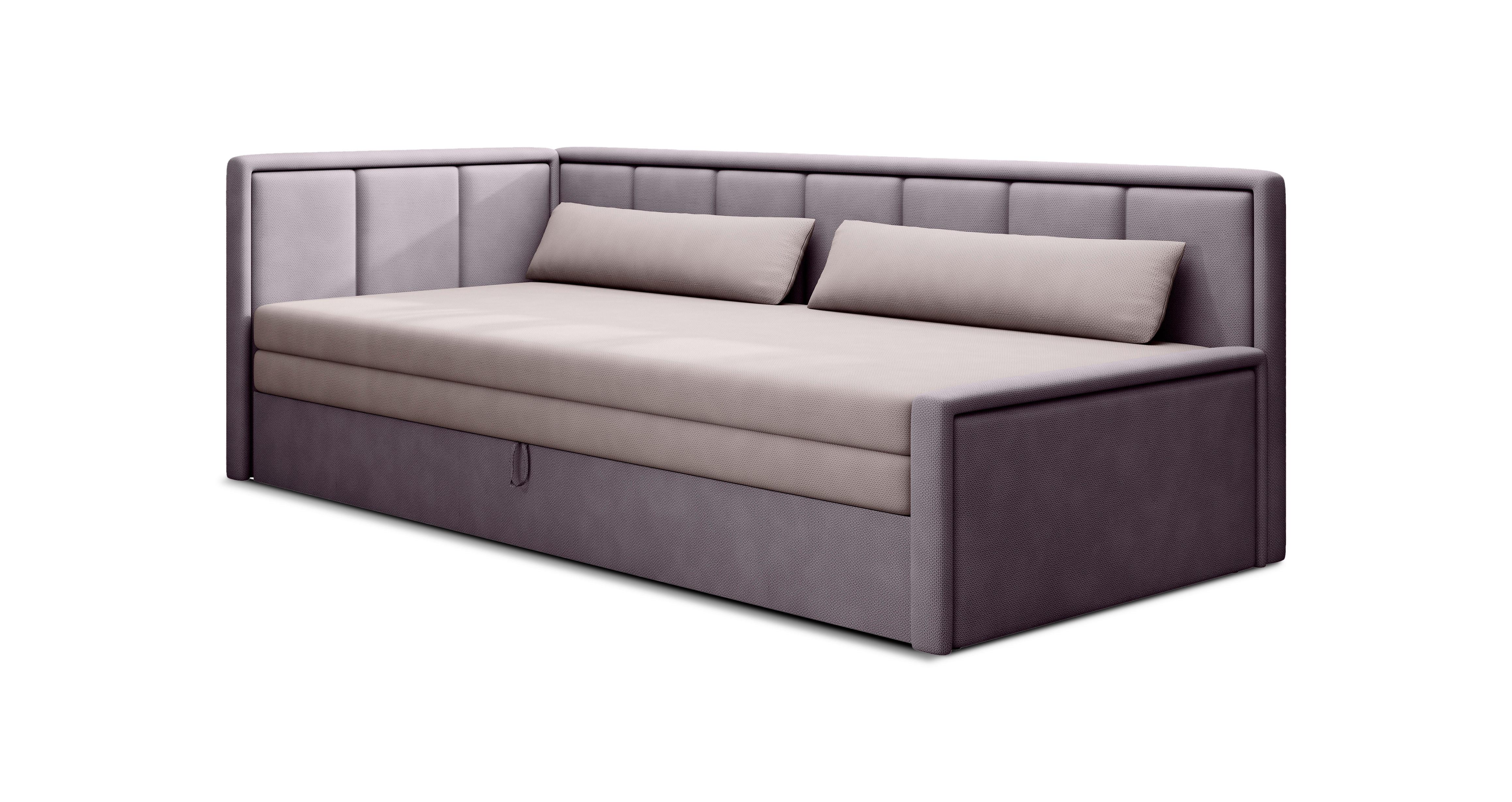 Récamiere Fulgeo Links Lila, Rosa, B: 214 - Lila/Schwarz, Design, Textil (82/77/214cm) - MID.YOU