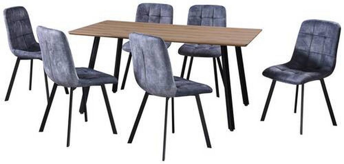 Tischgruppe Zürs II - Eichefarben/Schwarz, MODERN, Holzwerkstoff/Textil (160/47cm)