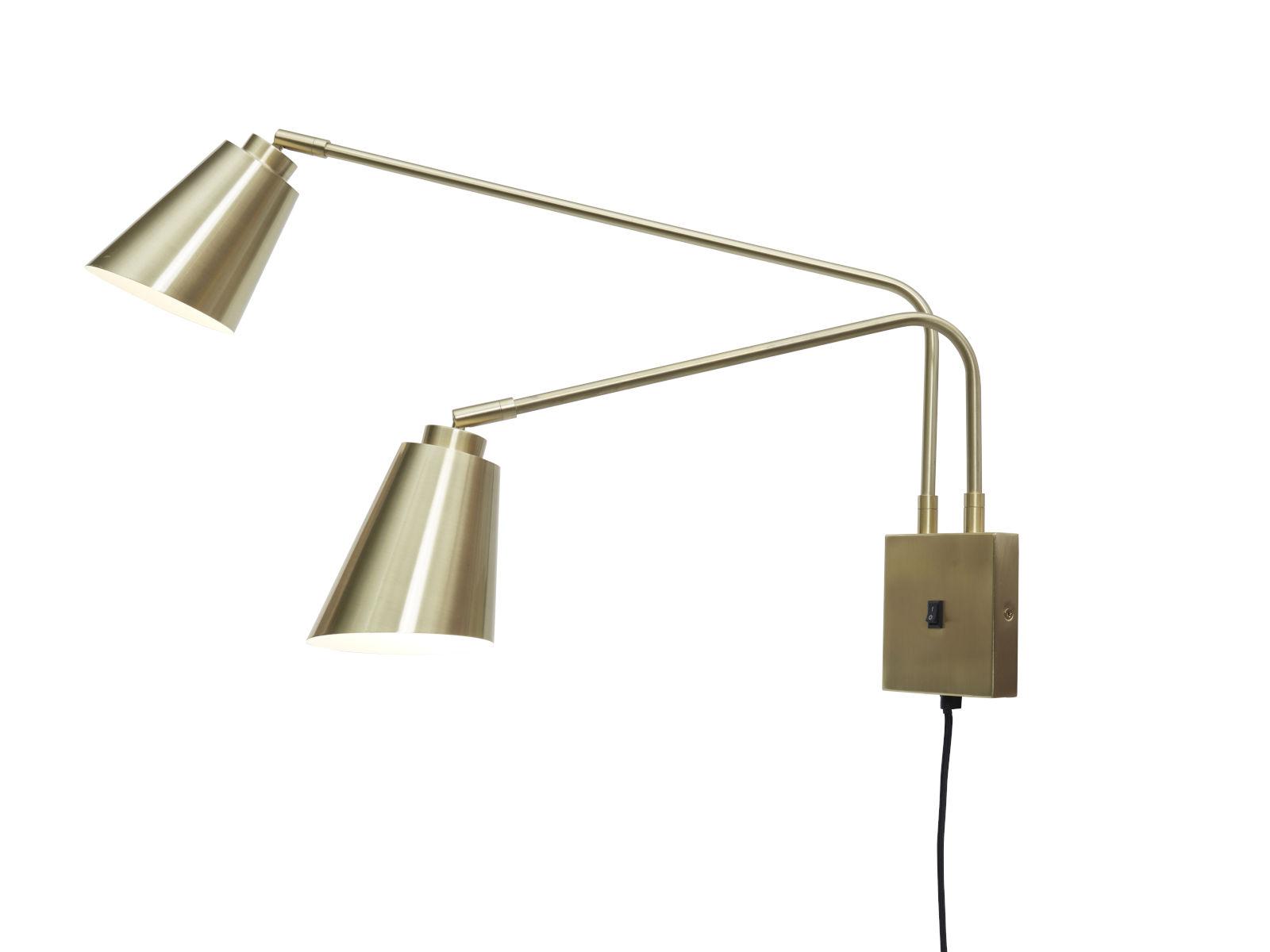 Wandleuchte Bremen 2-Flammig mit Schalter - Goldfarben, Basics, Metall (12/12/2,5cm) - It's about Romi