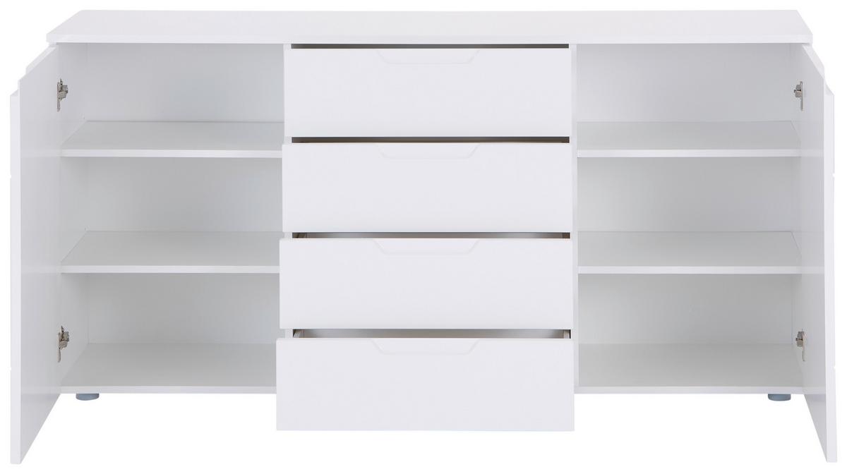 Kommode 160cm Hilton, Weiß Hilton - Weiß Hochglanz/Weiß, MODERN, Holzwerkstoff (160/81,4/40cm)