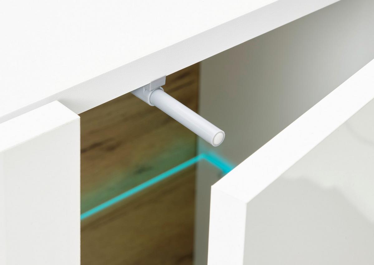 Wohnwand Clair Weiß/Eichefarben B: 315cm - Eichefarben/Weiß, Design, Glas/Holzwerkstoff (315/194/40cm) - MID.YOU