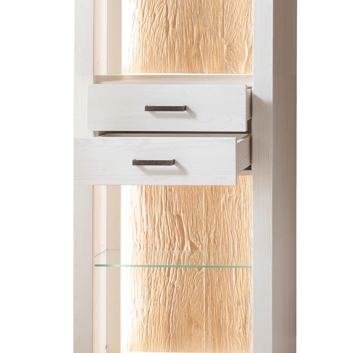 Wohnkombination 4-Tlg. Madrid Eiche-/Pinienfarben - Eichefarben/Schwarz, Design, Glas/Holzwerkstoff (343/205/50cm) - MID.YOU