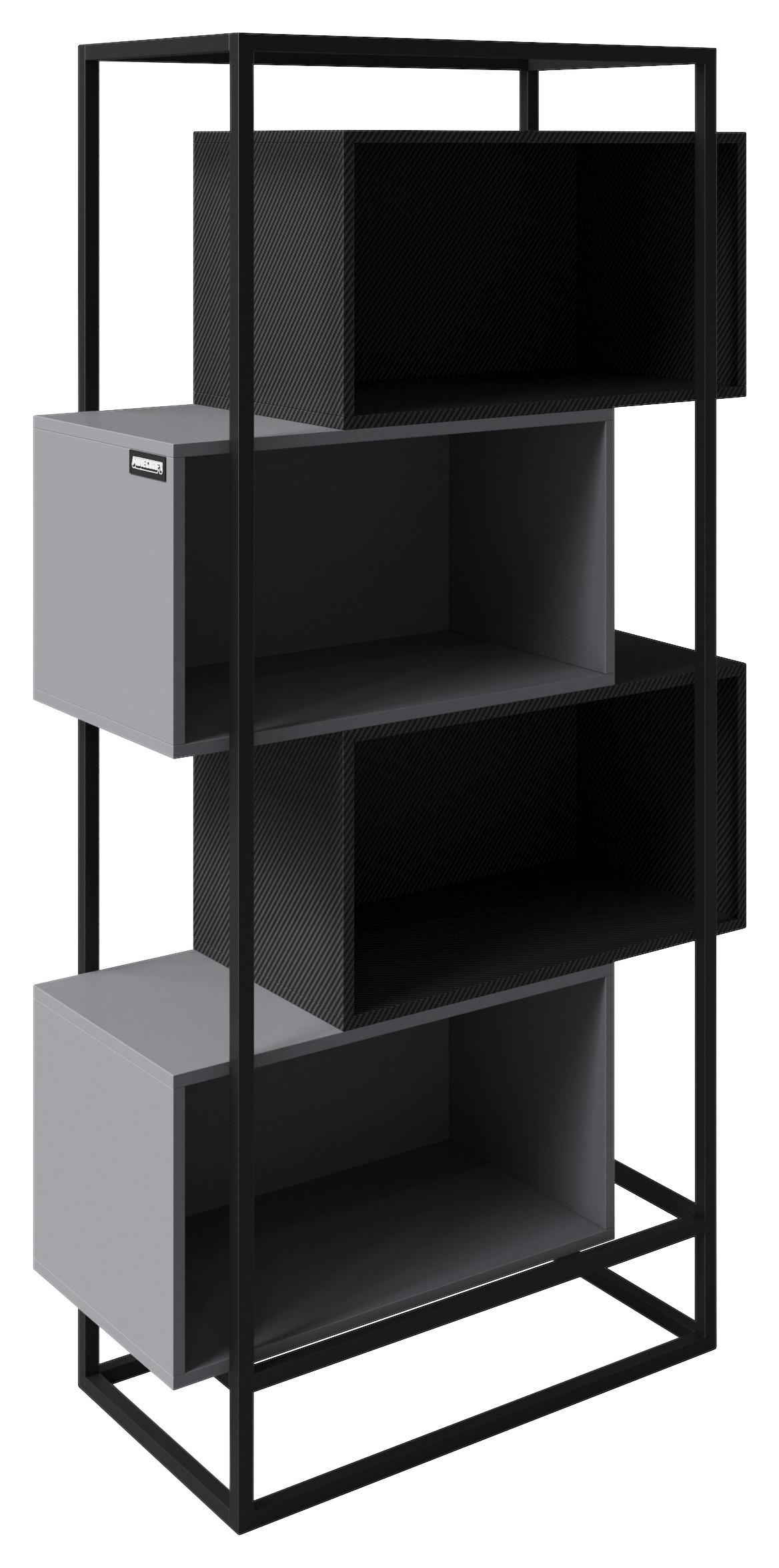 Regal Minecraft - Schwarz/Grau, MODERN, Holzwerkstoff/Metall (70/164/38cm) - Minecraft