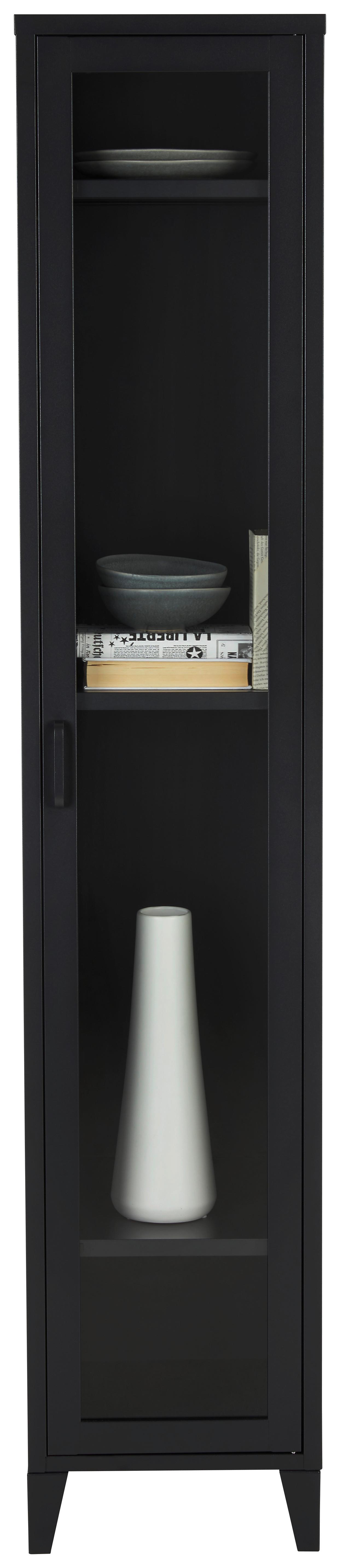 VITRÍNA KEA - černá/čiré, Moderní, kov/sklo (35/180/35cm) - Mömax