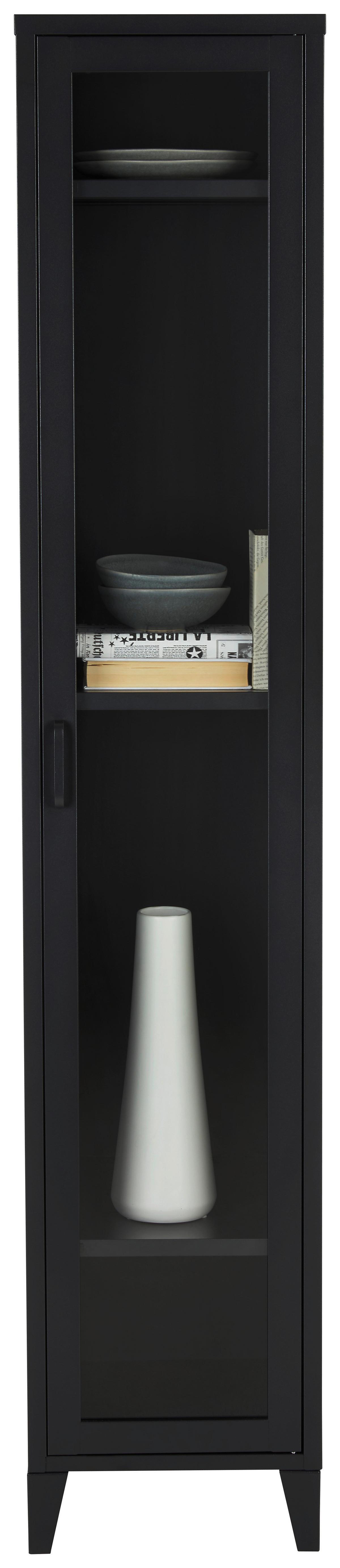 VITRÍNA KEA - černá/čiré, Moderní, kov/sklo (35/180/35cm) - Mömax