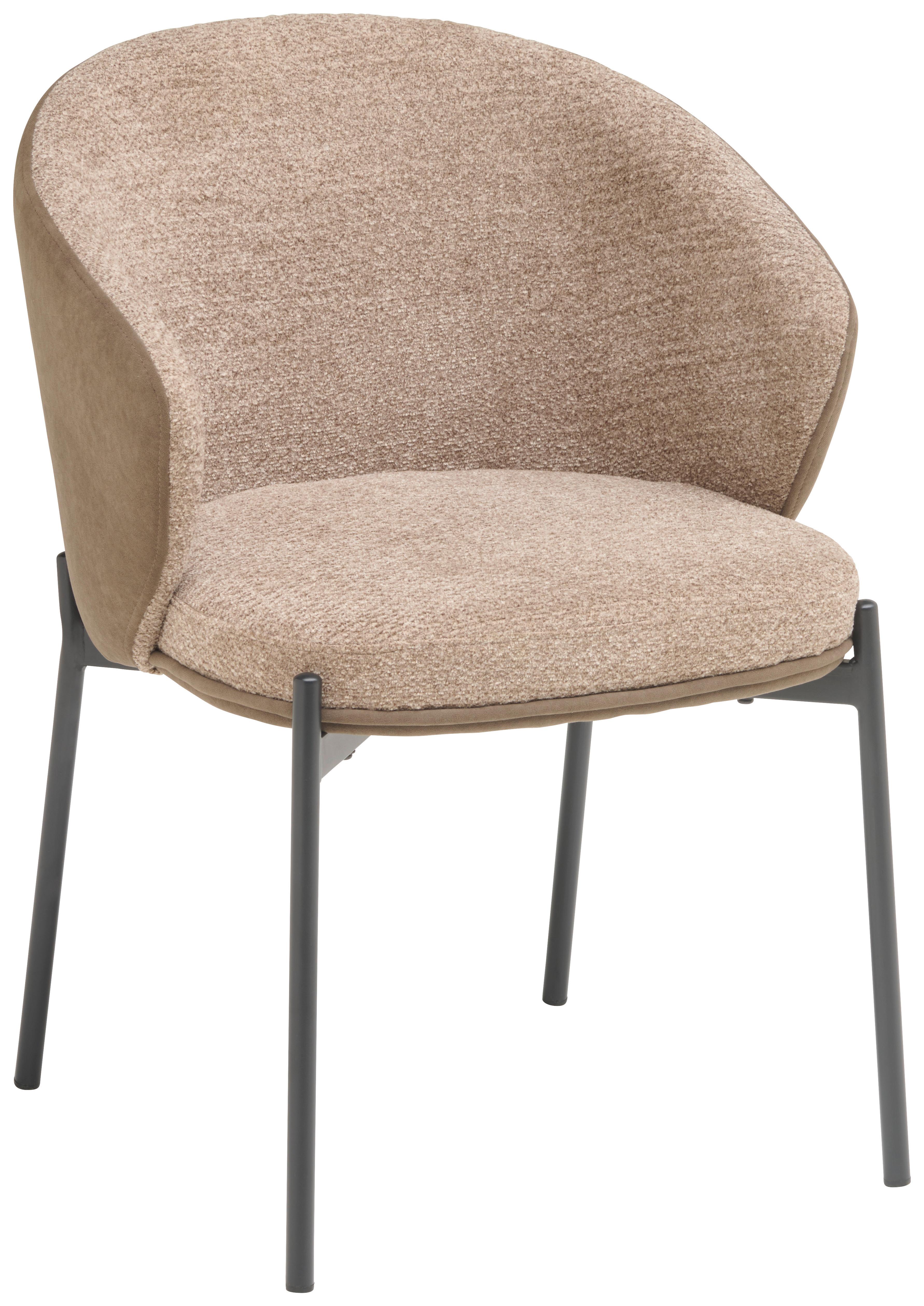 Armehnstuhl Cara Textil Braun B : 56 cm - Schwarz/Braun, MODERN, Textil/Metall (56/76,5/57,5cm) - MID.YOU