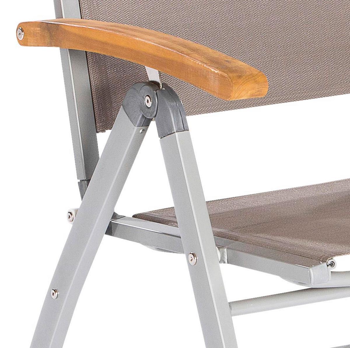 Gartensessel Klappbar Naxos Holz/Metall/Textil - Silberfarben/Grau, ROMANTIK / LANDHAUS, Holz/Textil (58,5/110,5/65cm) - Gardenson