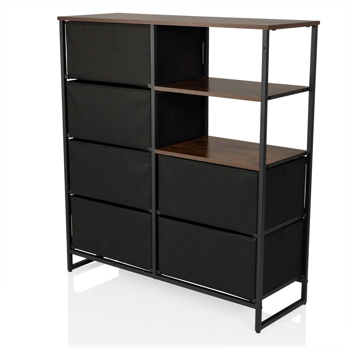 Kommode Ragala Eichefarben B: 84 Cm - Eichefarben/Schwarz, MODERN, Holzwerkstoff/Textil (84/92/30cm) - MID.YOU