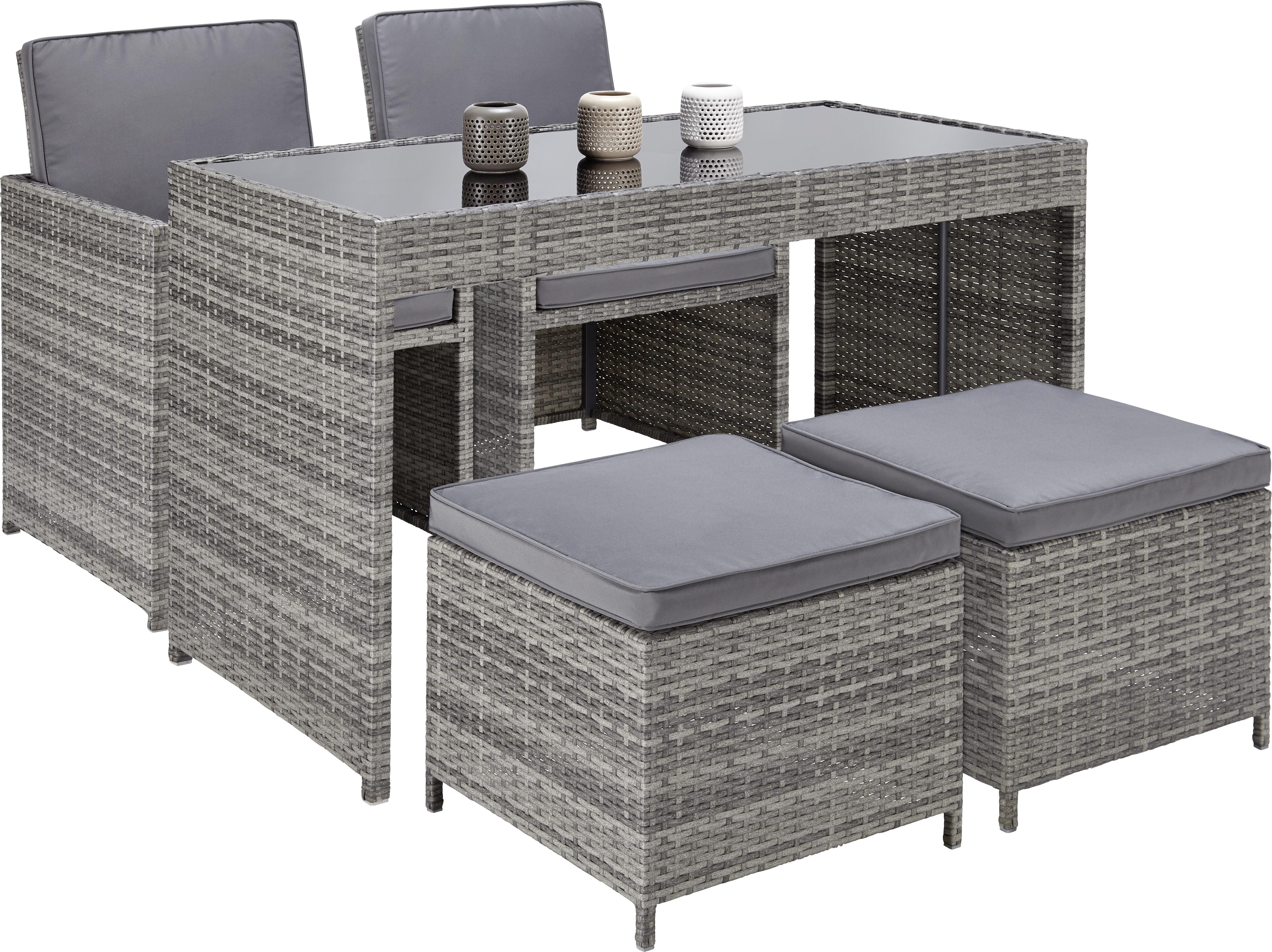 SÚPRAVA ZÁHRADNÉHO NÁBYTKU TERAMO - prírodná farba/tmavosivá, Modern, kov/textil (120/61/46/74/84/35/62/54/46cm) - Modern Living