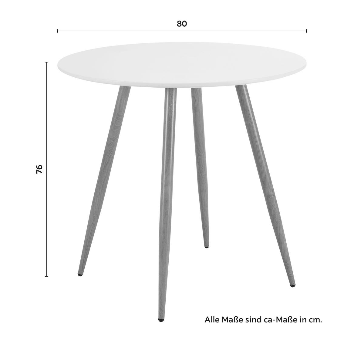 Jídelní stůl John 80 - bílá/barvy dubu, Moderní, kov/dřevo (80/76cm) - Modern Living