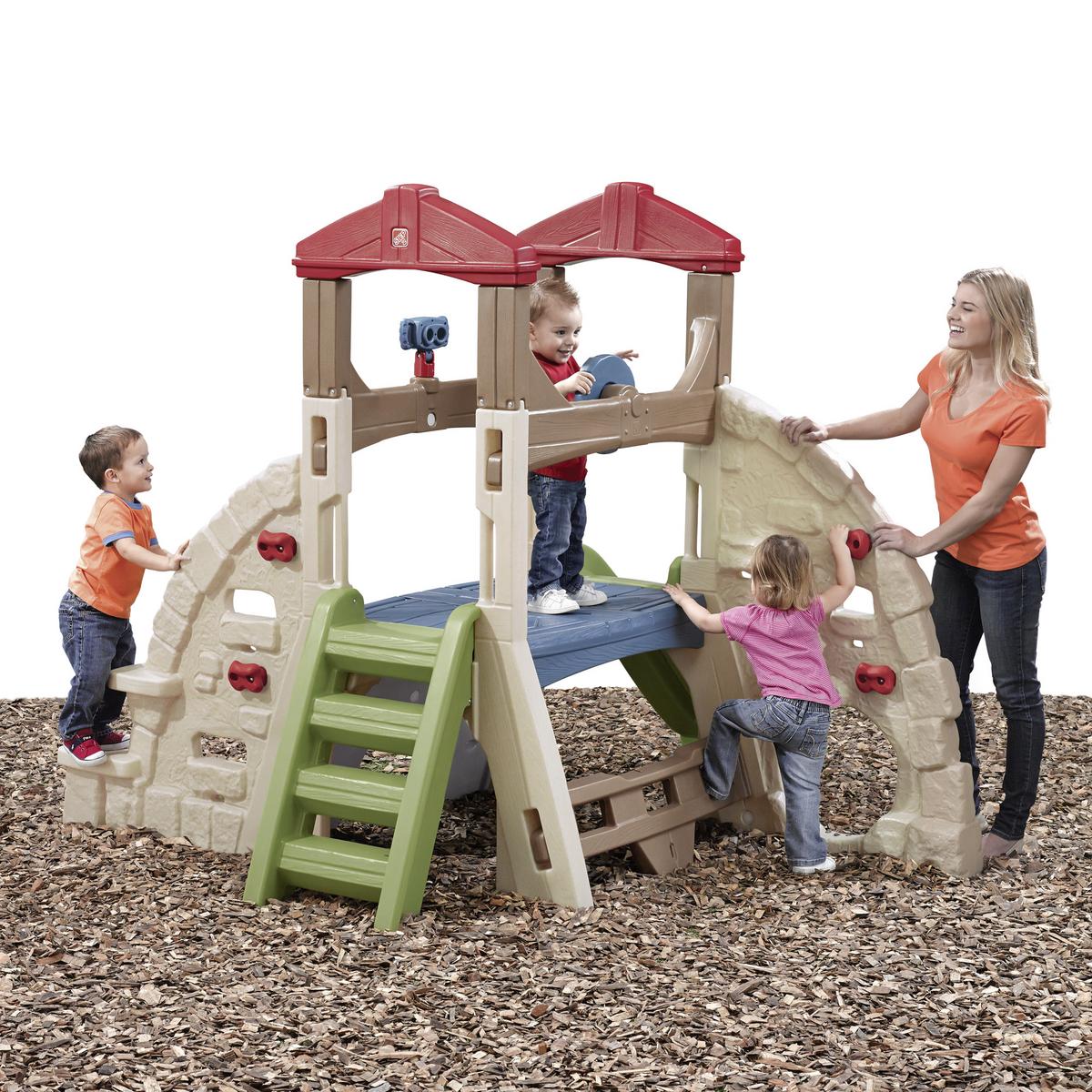 Spielturm Kunststoff Mit Kletterwand Hellgrün Steo - Hellgrün, KONVENTIONELL, Kunststoff (254/180,3/235cm) - Ambia Garden