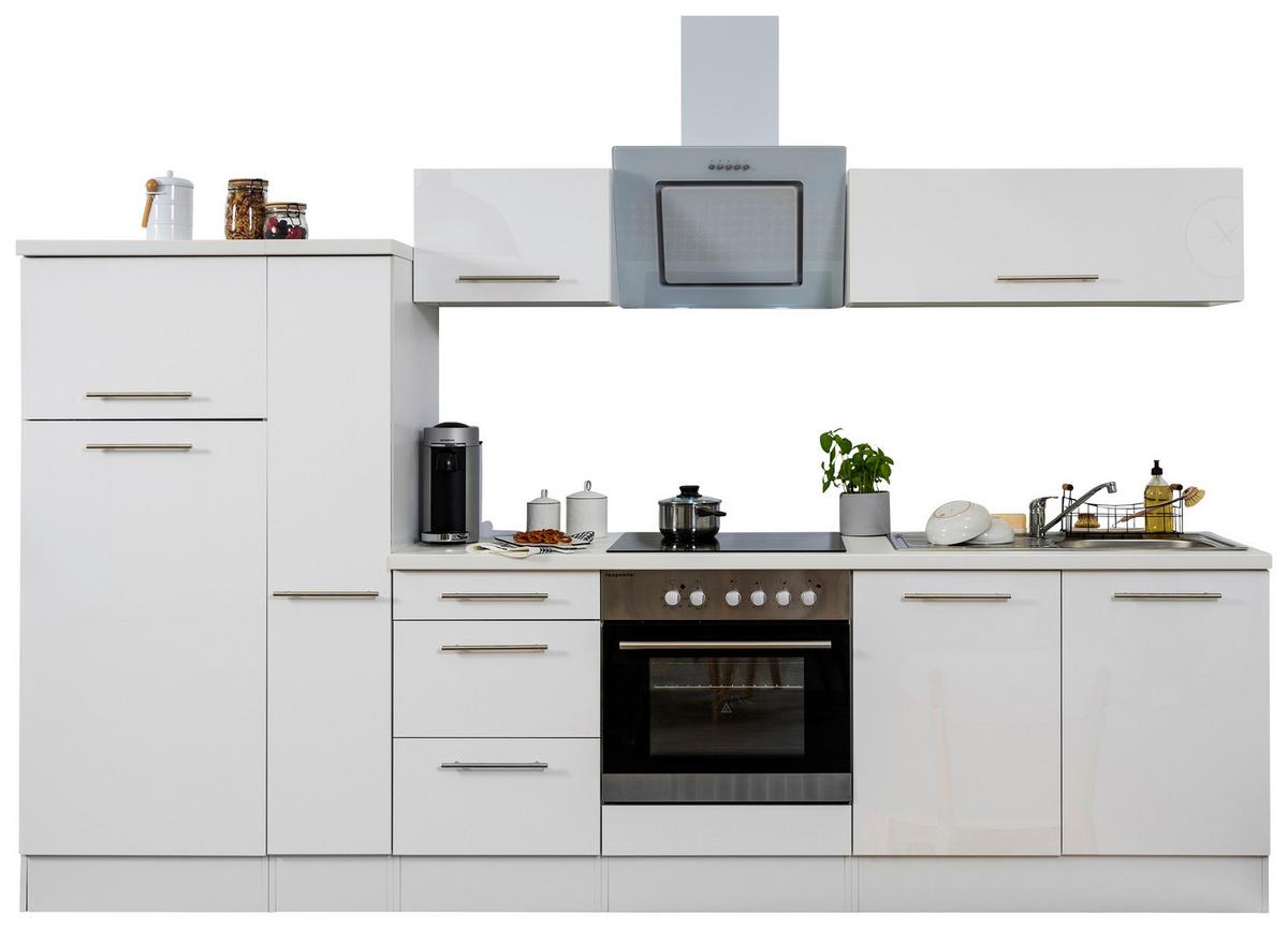 Küchenzeile mit Geräten 300 cm Weiß - Weiß, KONVENTIONELL, Holzwerkstoff (300cm) - Respekta
