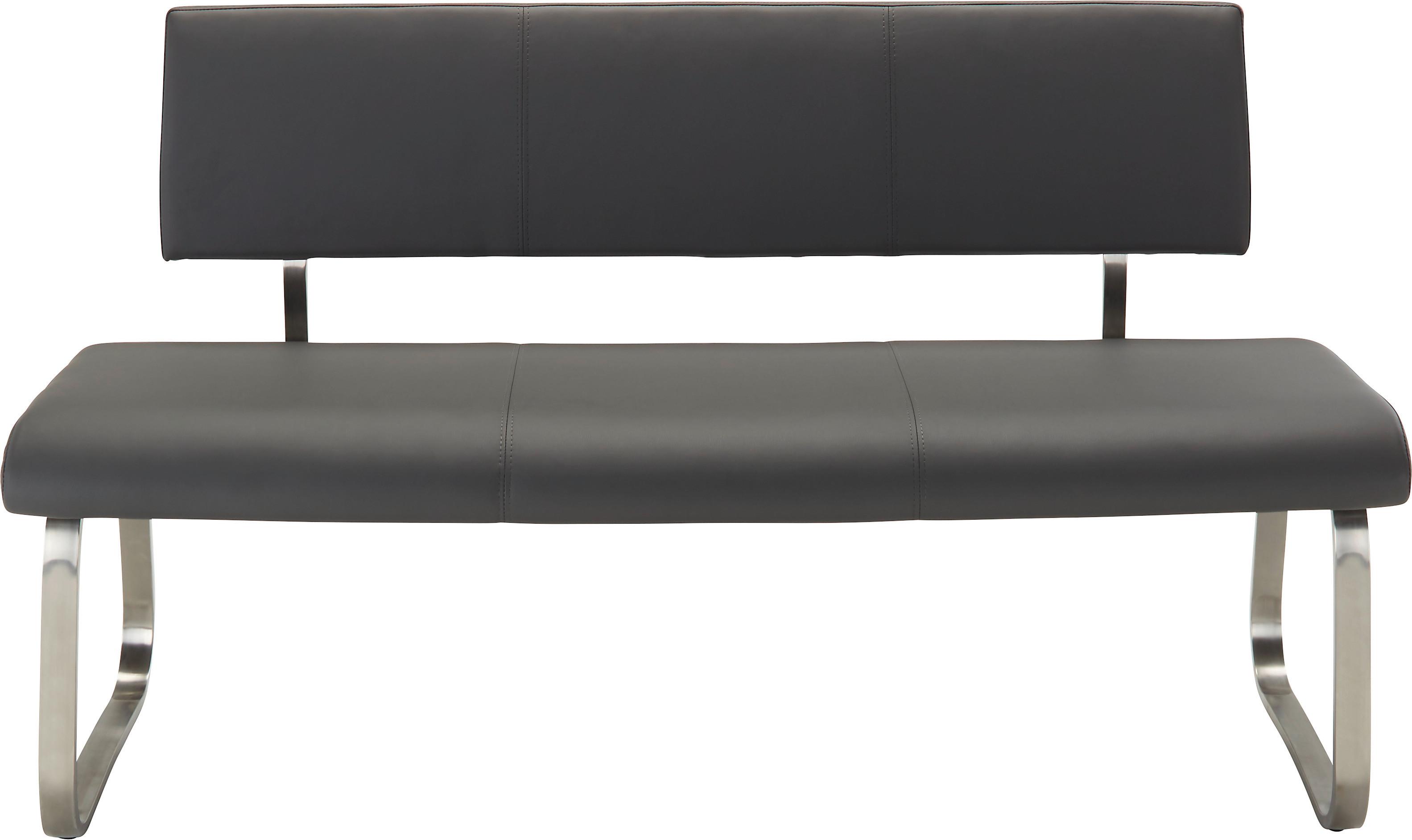 Sitzbank mit Lehne Grau Arco 155x86x59 cm - Edelstahlfarben/Grau, Design, Kunststoff/Metall (155/86/59cm) - Livetastic