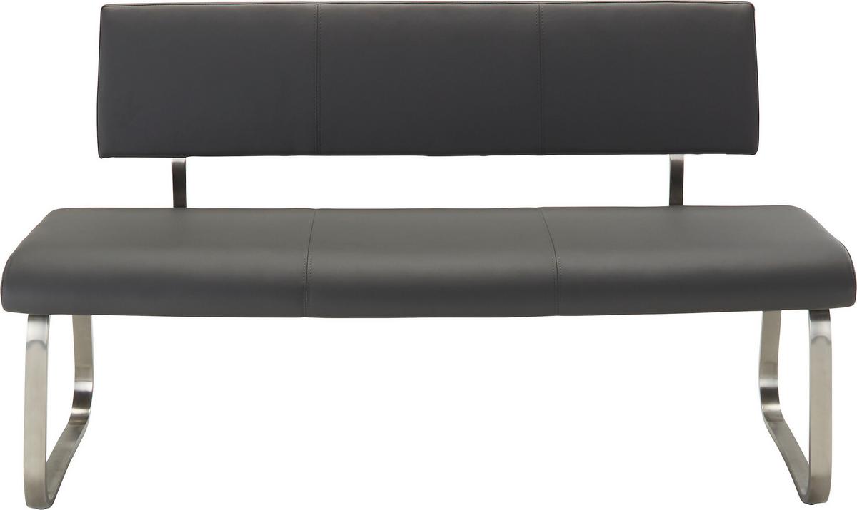 Sitzbank mit Lehne Grau Arco 155x86x59 cm - Edelstahlfarben/Grau, Design, Kunststoff/Metall (155/86/59cm) - Livetastic