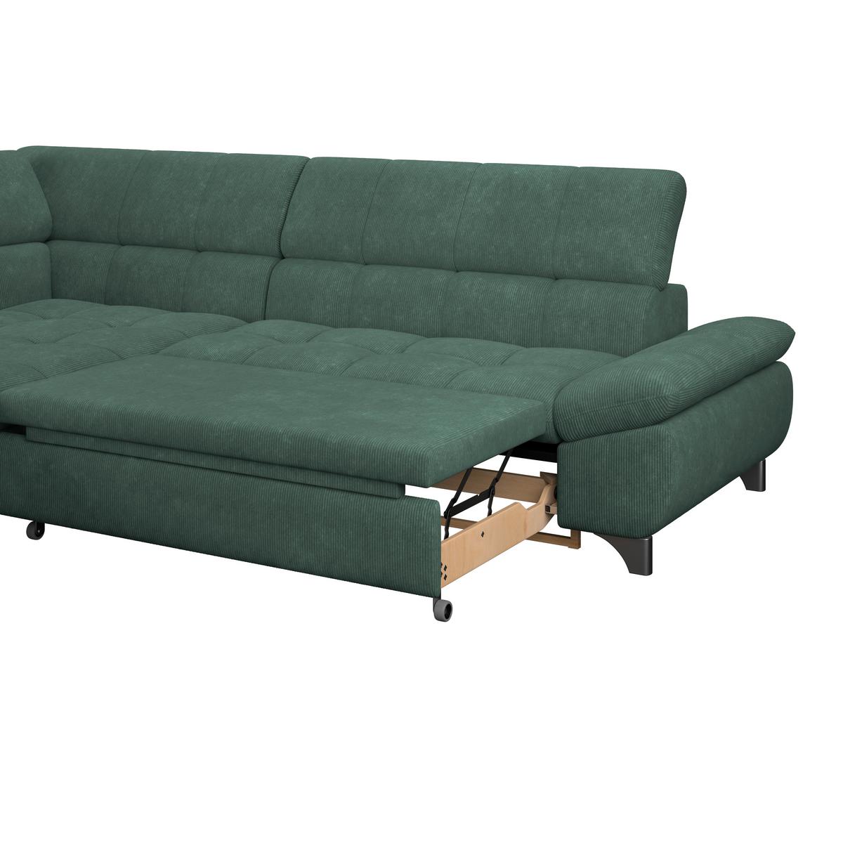 Ecksofa Gemini Waldgrün, B: 234cm - Waldgrün/Chromfarben, KONVENTIONELL, Textil (234/312cm)