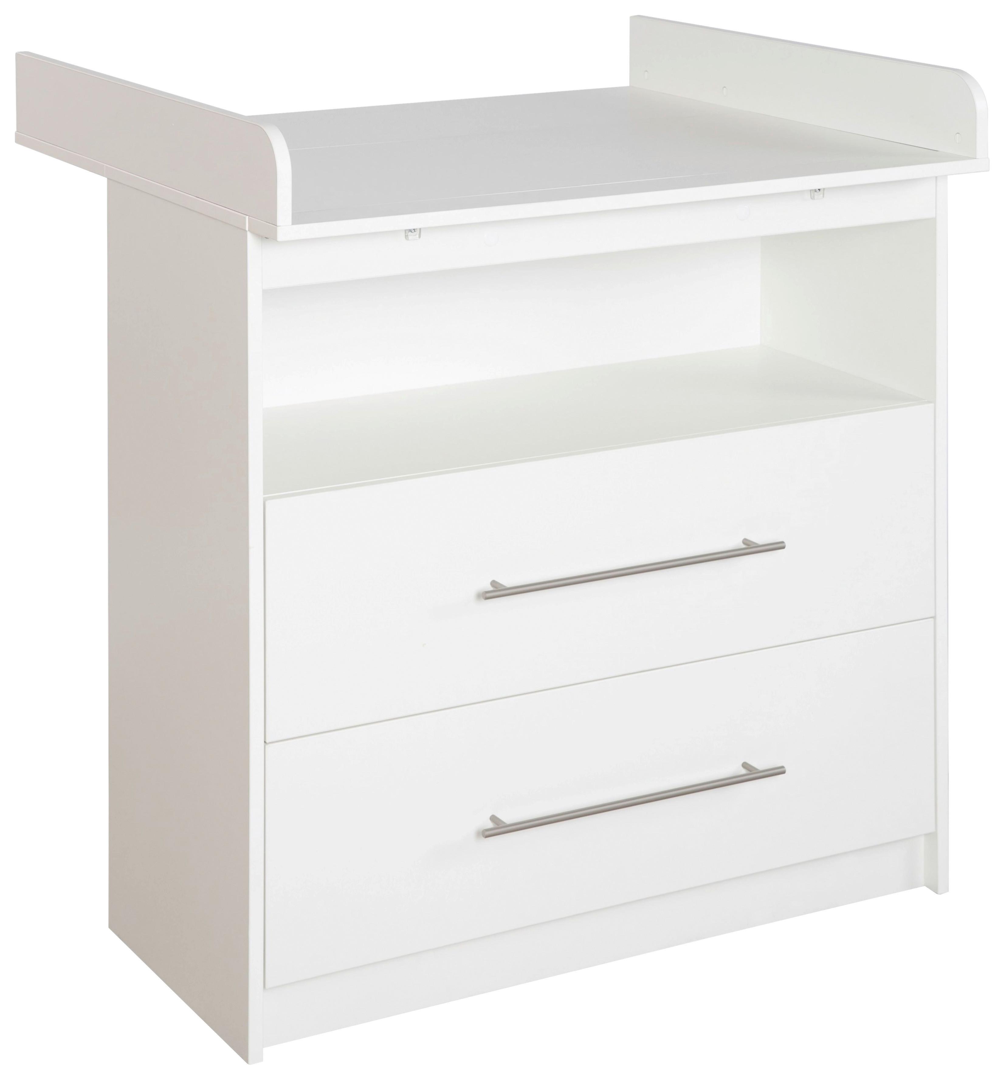 Wickelkommode Luna B: 88,5 cm Weiß 2 Schubladen - Weiß, Basics, Holzwerkstoff (88,5/100,5/75cm) - Roba