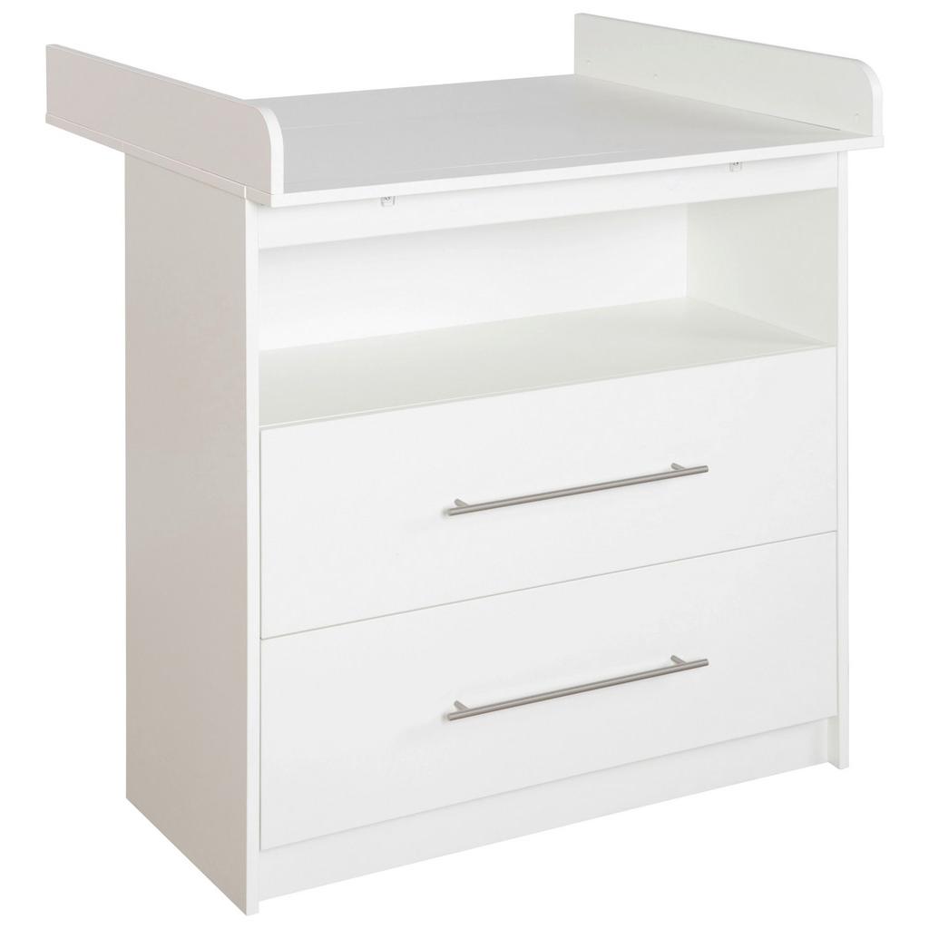 Wickelkommode Luna B: 88,5 cm Weiß 2 Schubladen