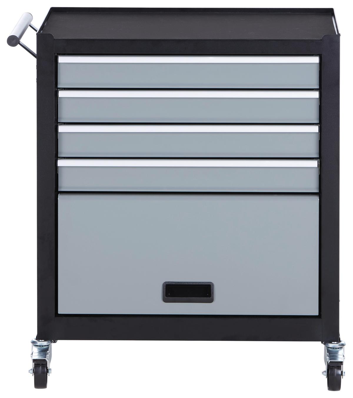 Werkstattwagen Falkon 4 Laden Verschließbar mit Rollen - Schwarz/Grau, MODERN, Metall (61,6/33/74,5cm) - Homezone