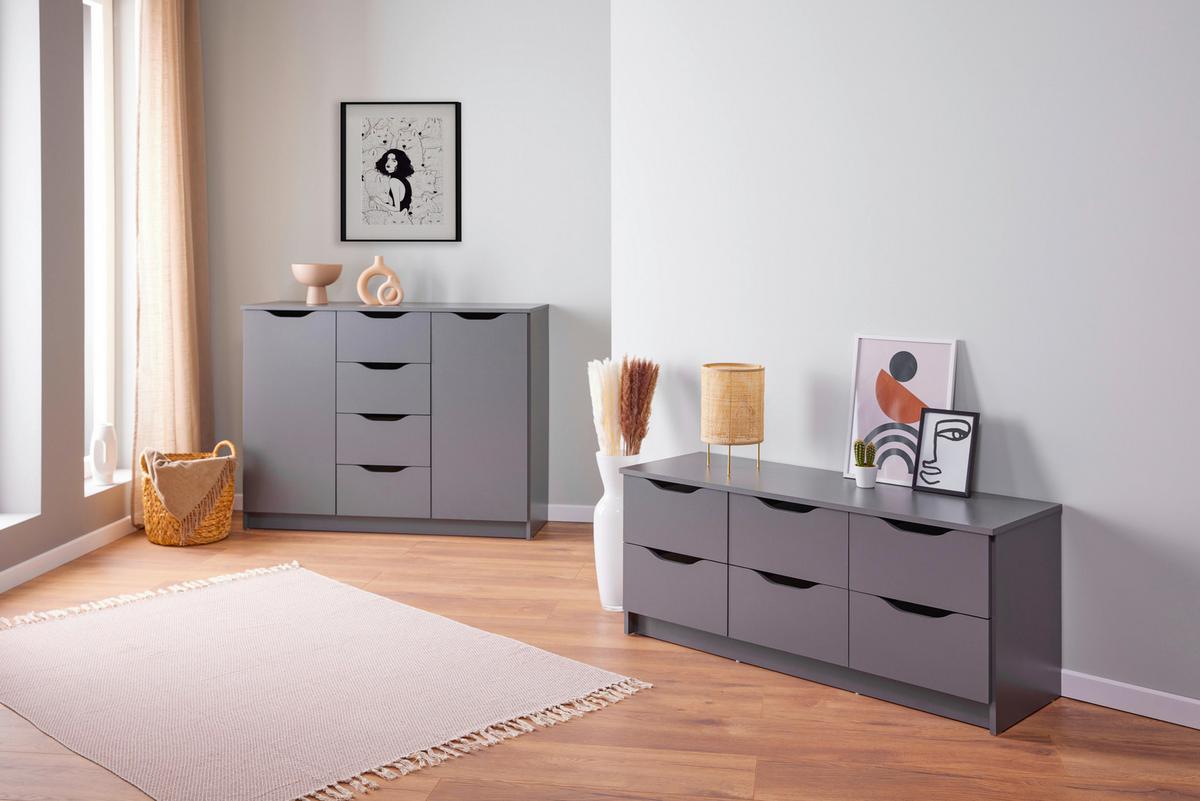 Kommode Silenzia - Graphitfarben, Design, Holzwerkstoff (82/112/40cm) - Livetastic