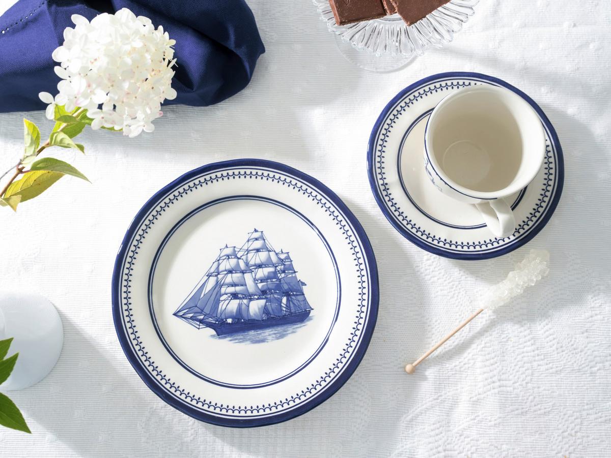 Kaffeeservice Blau/Weiß Steingut, 6 Pers., 18-teilig - Blau/Weiß, Basics, Keramik - Creatable