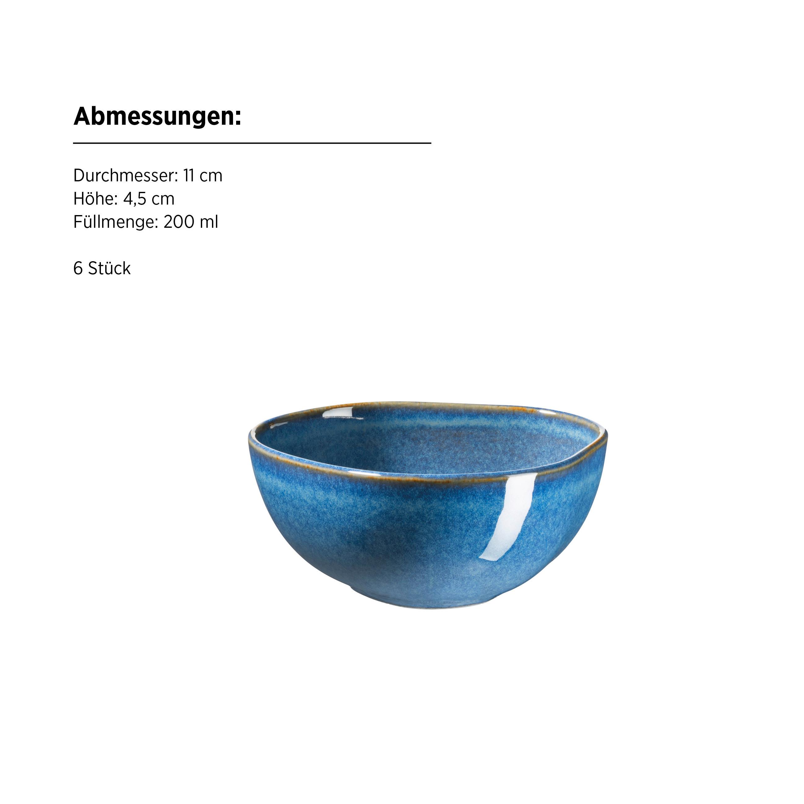Snackschalenset Cordelia Blau, 12-Teilig - Blau, Trend, Keramik - Mäser