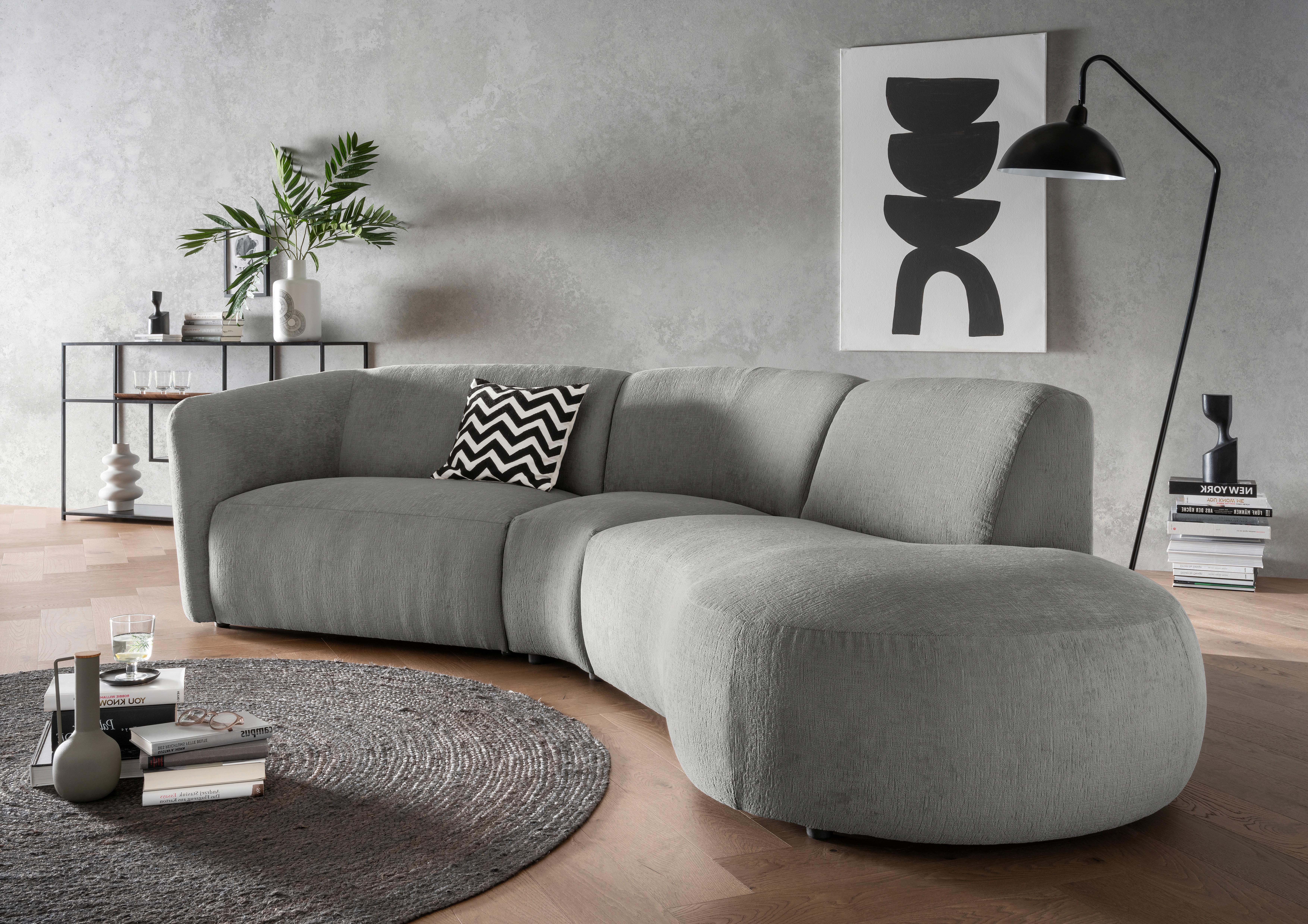 Ecksofa Jesi, Graubraun S: 276x182 Cm - Graubraun/Schwarz, MODERN, Textil (276/182cm) - Livetastic