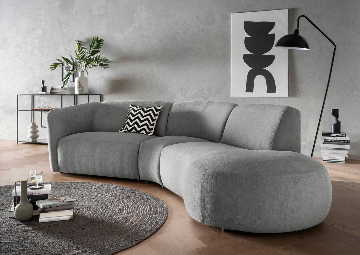 Ecksofa Jesi, Graubraun S: 276x182 Cm - Graubraun/Schwarz, MODERN, Textil (276/182cm) - Livetastic