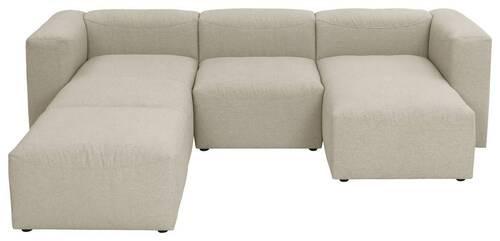 Wohnlandschaft Lena Creme Flachgewebe - Creme, Design, Textil (235/275/160cm) - Max Winzer