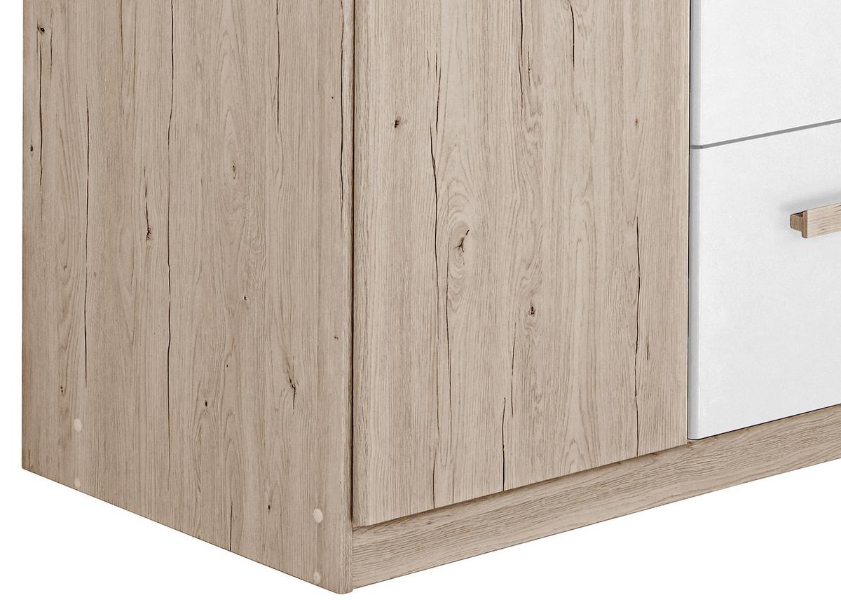 Šatníková skriňa CARIBA 135cm - biela/farba duba, Design, kompozitné drevo/plast (135/199/58cm) - MID.YOU