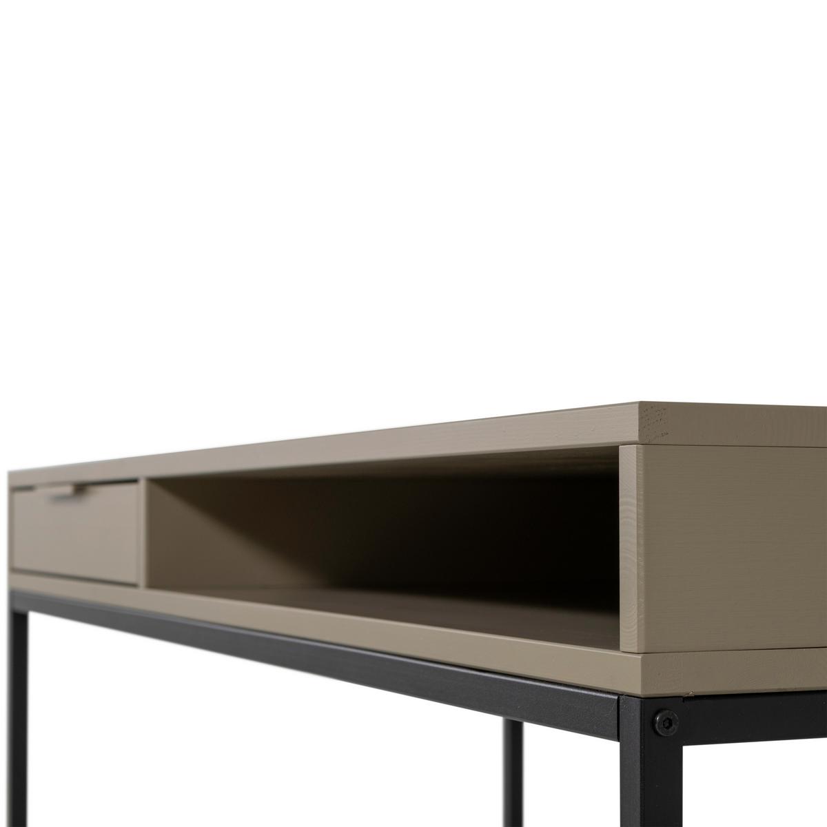 Schreibtisch Nore Schlammfarben B: 130 cm - Schlammfarben/Schwarz, MODERN, Holz/Metall (130/58/75cm) - Livetastic