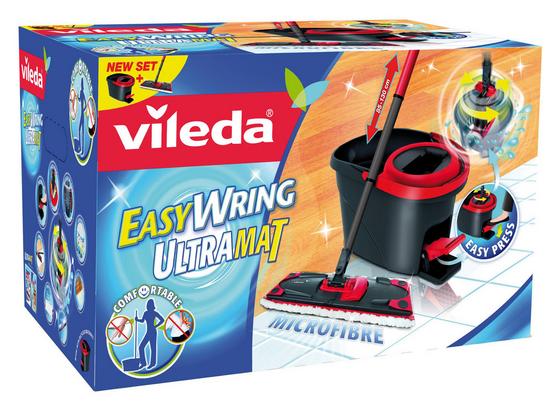 Reinigungsset Vileda Easy Wring Ultramat - Rot/Schwarz, KONVENTIONELL, Kunststoff/Textil (30.3/29.7/49.6cm) - VILEDA Reinigungsset Vileda Easy Wring Ultramat - Rot/Schwarz, KONVENTIONELL, Kunststoff/Textil (30.3/29.7/49.6cm) - VILEDA