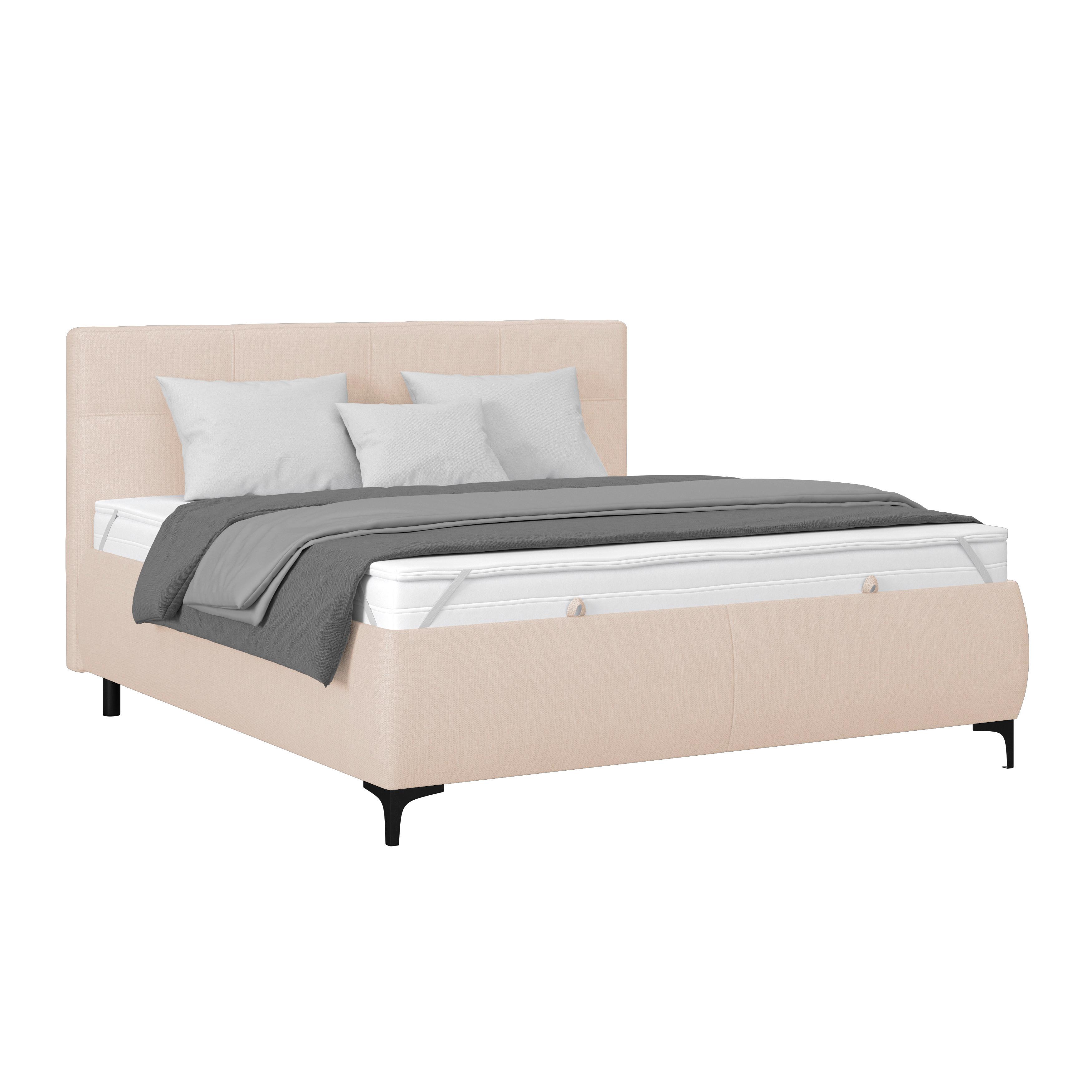 Polsterbett Zeni 180 - Beige/Schwarz, KONVENTIONELL, Holz/Holzwerkstoff (180/200cm)