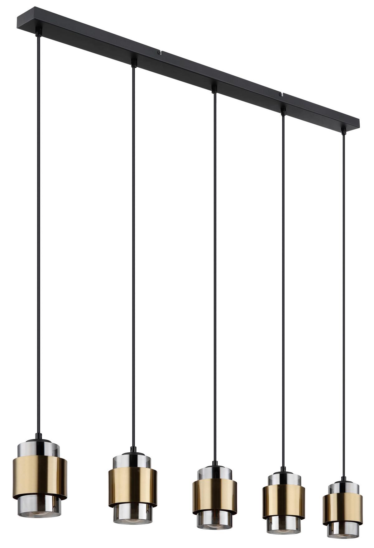 Hängeleuchte 15560-5h Milley - Messingfarben/Schwarz, Design, Glas/Metall (105/10/150cm) - Globo