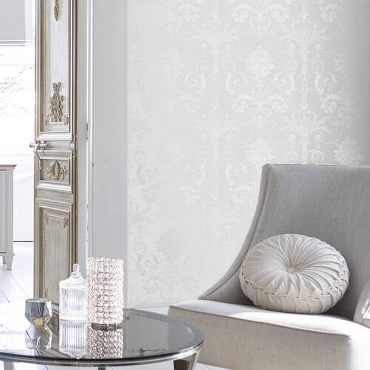 Vliestapete Vintage 52x1000 cm Silber - Silberfarben, Basics, Papier/Kunststoff (52/1000cm)