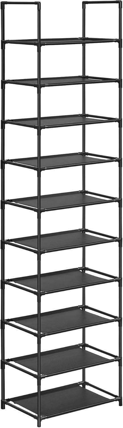 Schuhregal Schwarz B: 45 cm - Schwarz, Basics, Textil/Metall (45/173/28cm)