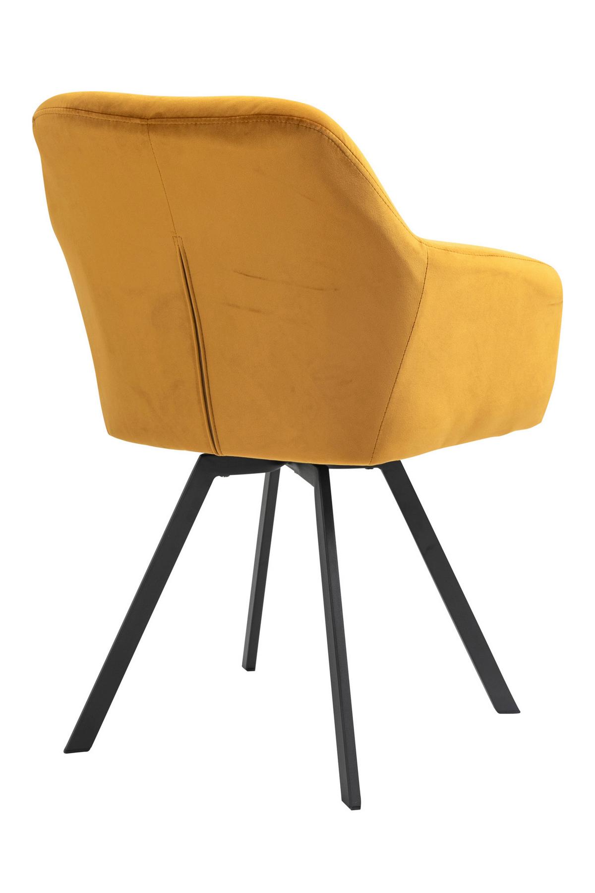 Tischgruppe Cognac/Senfgelb L: 160 cm - Cognac/Senfgelb, MODERN, Holz/Textil (160/85/77cm) - Livetastic