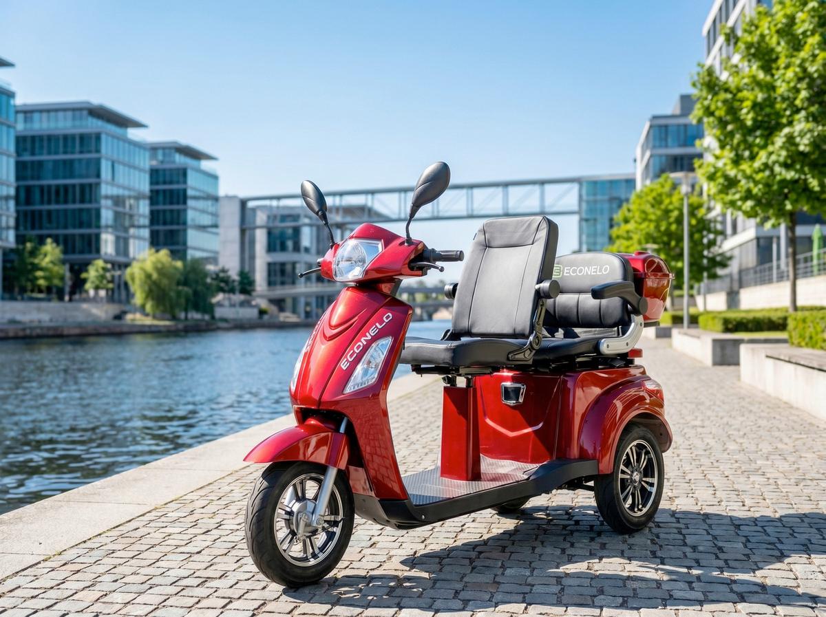 E-Seniorenmobil Billy 2.0 Blei-Akku, 3 Rad, 1000 Watt - Bordeaux, Basics, Metall (165/80/110cm)