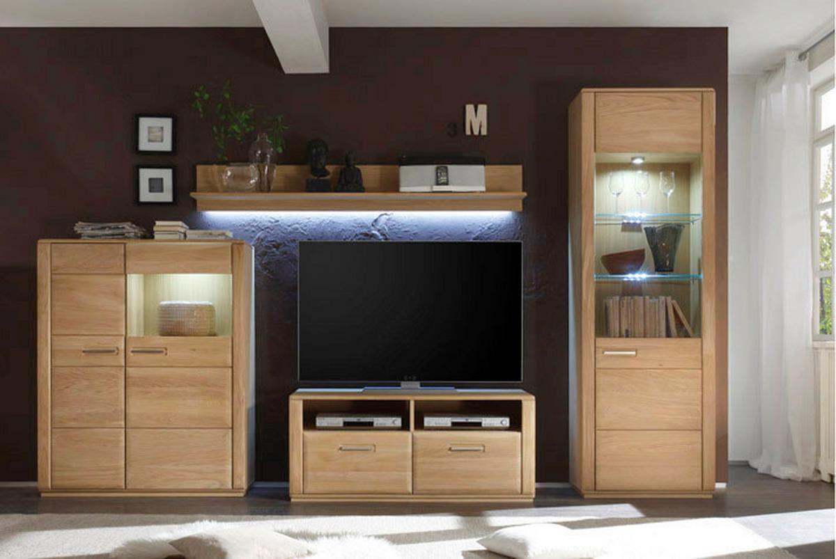 Wohnkombination 4-Tlg. Sena Eichefarben - Eichefarben, Design, Glas/Holz (319/209/51cm) - Livetastic