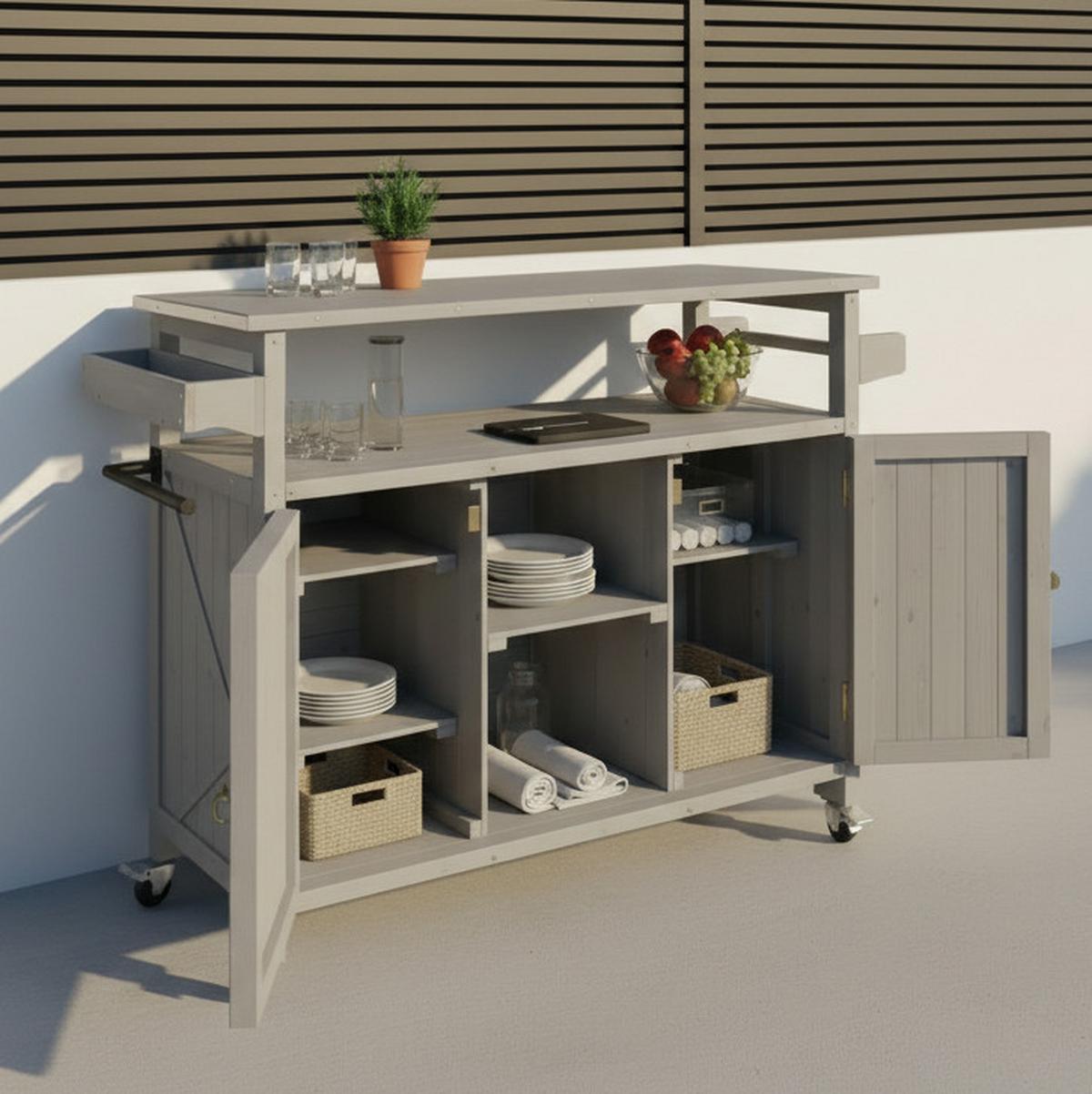 SKRIŇA JADA - sivá, Modern, kov/drevo (128/92/47cm) - Bessagi Garden